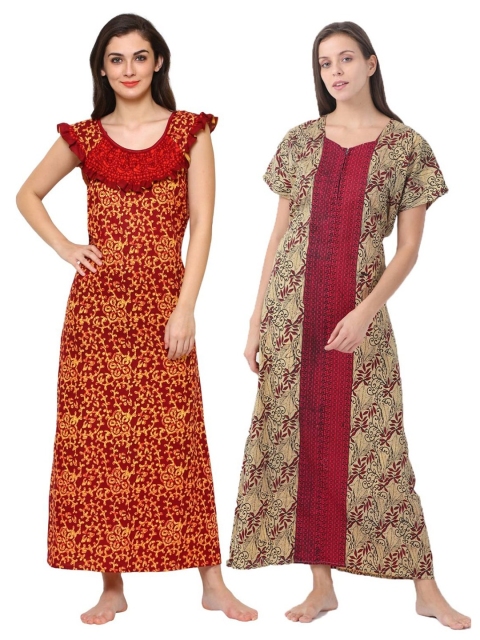 

Klamotten Pack of 2 Printed Nightdresses 242Rd21-14M60, Beige