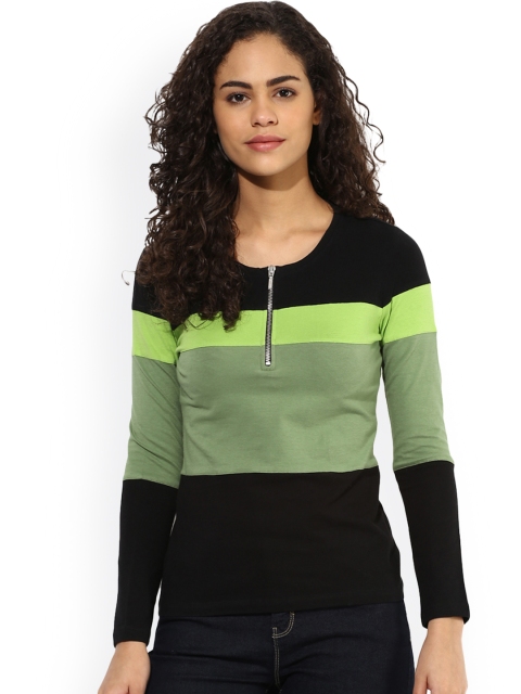 

Texco Women Olive Green Colourblocked Top