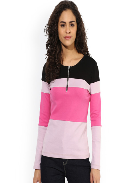 

Texco Women Black Colourblocked Top