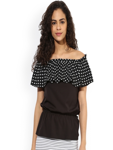 

Texco Women Black Printed Bardot Top