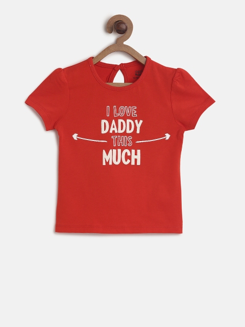 

MINI KLUB Girls Red Printed Round Neck T-shirt