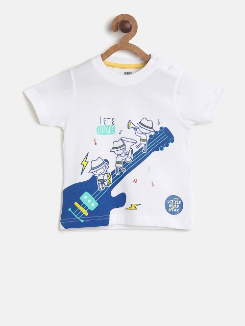 

MINI KLUB Boys White Printed Round Neck T-shirt