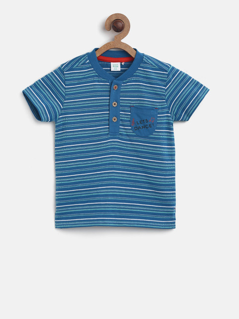 

MINI KLUB Boys Blue Printed Round Neck T-shirt