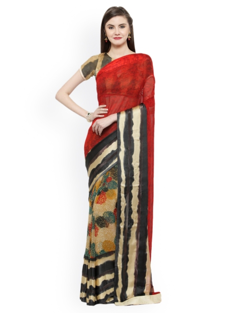 

Shaily Red & Beige Pure Silk Printed Saree