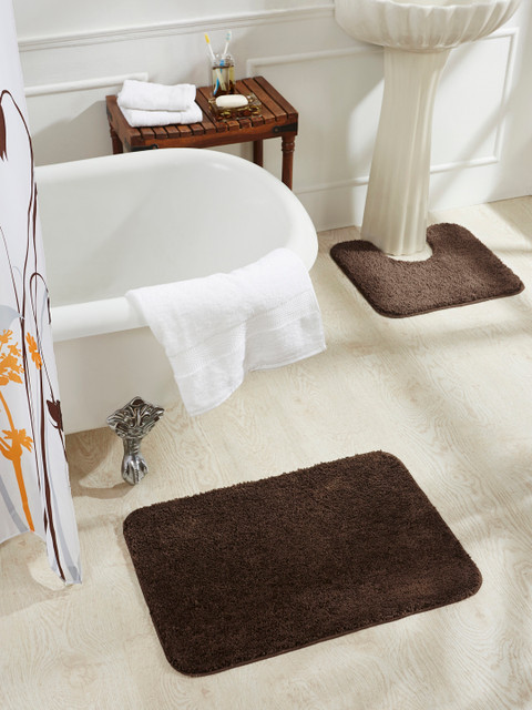 

OBSESSIONS Brown Set Of 2 Rectangular Bath Rugs