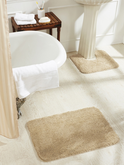 

OBSESSIONS Beige Set Of 2 Rectangular Bath Rugs