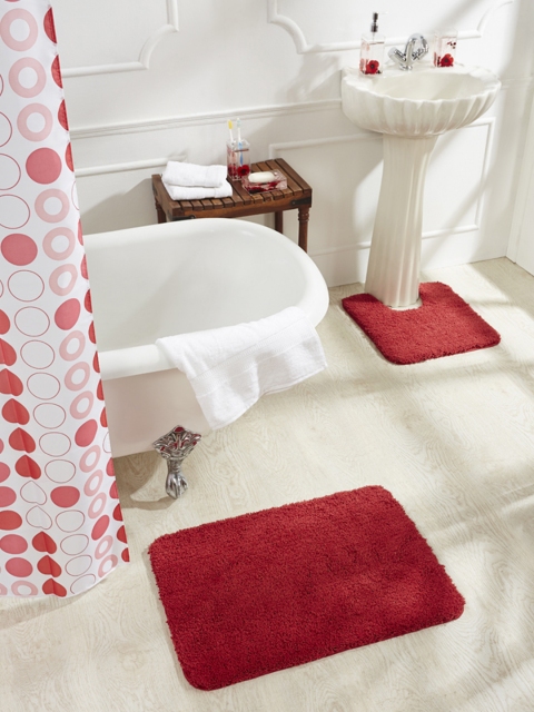 

Obsessions Red Cotton Rectangular Bath Rug