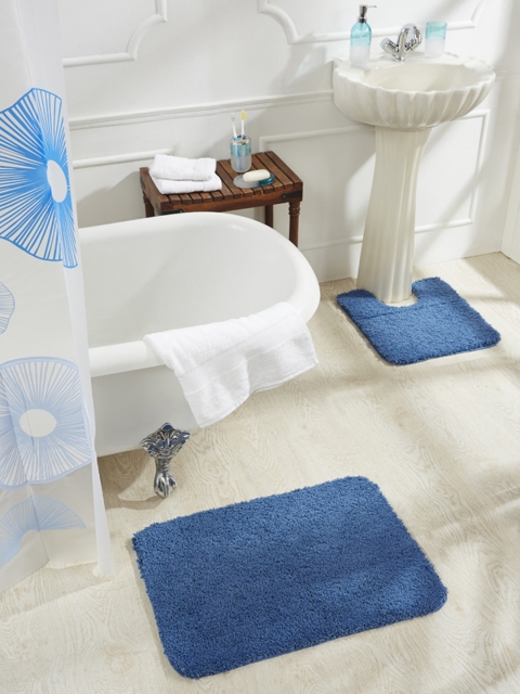 

Obsession Blue Set Of 2 Cotton Rectangular Bath Rugs