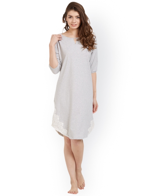 

Soie Grey Self-Design Nightdress