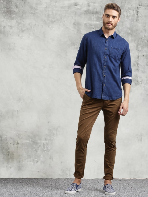 

Breakbounce Men Blue Slim Fit Solid Casual Shirt