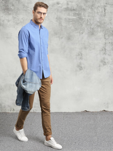 

Breakbounce Men Blue Slim Fit Solid Casual Shirt