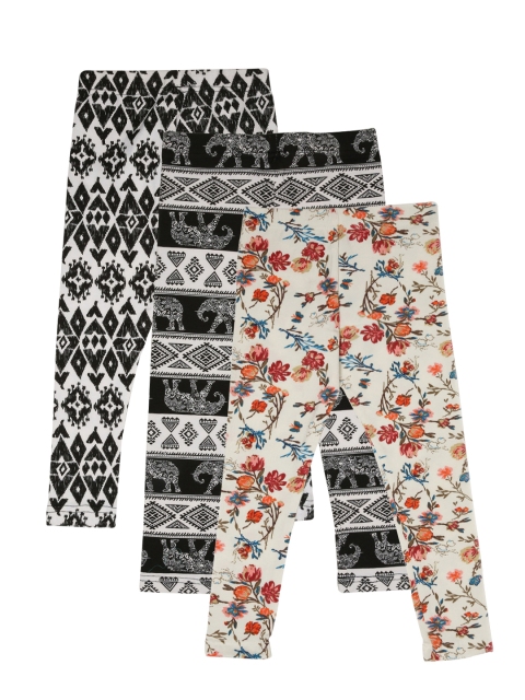 

Lil Orchids Girls Pack of 3 Printed Leggings, Black