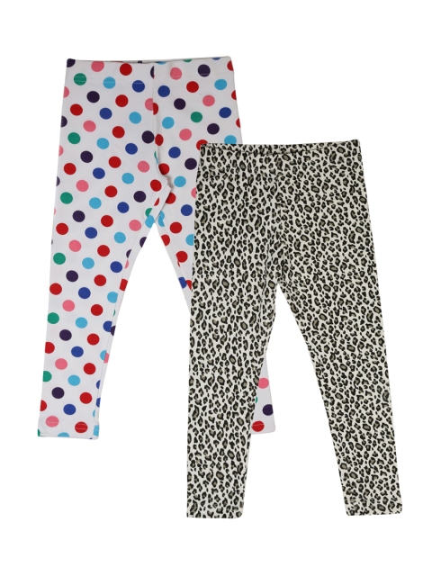 

Lil Orchids Girls Black & White Printed Set of 2 Leggings