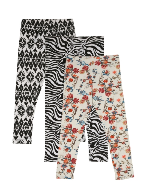 

Lil Orchids Girls Pack of 3 Printed Leggings, Black