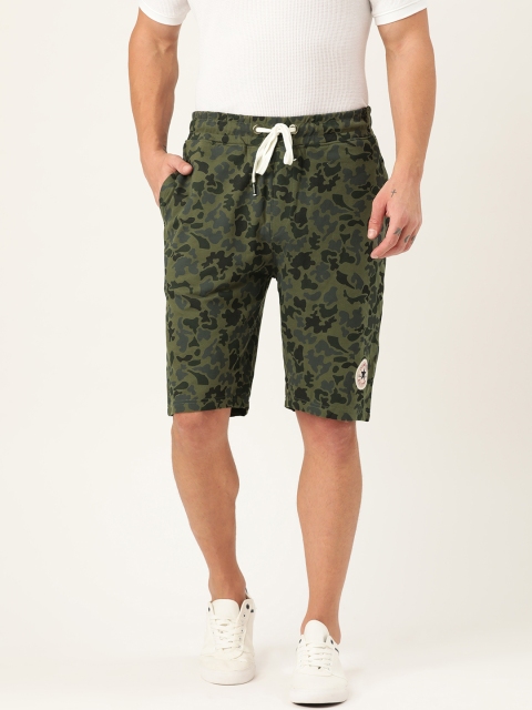 

Converse Men Olive Green Printed Regular Fit Shorts
