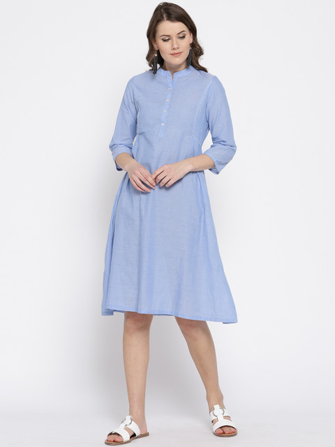 

Rangriti Women Blue Solid A-Line Dress