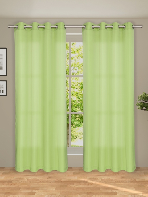 

ROSARA HOME Langdale Light Green Polyester Plain Double Eyelet Door Curtain