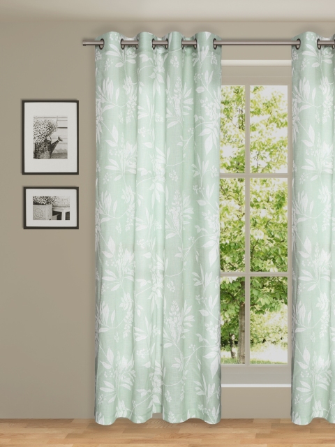 

ROSARA HOME Green & White Set of Single Door Curtains
