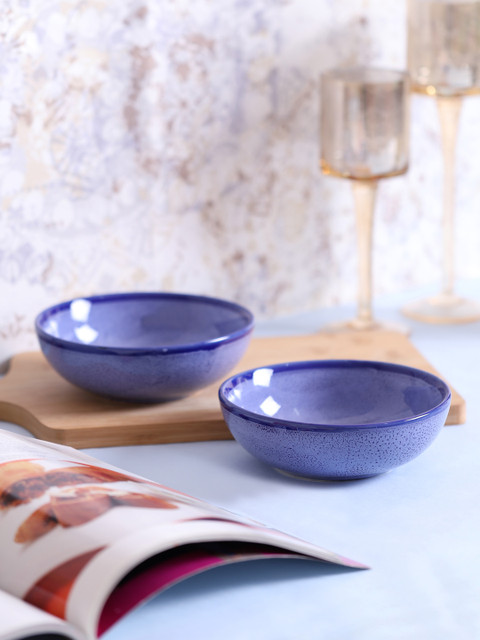 

VarEesha Blue Set of 2 Solid Marble Snacks Serving Bowls