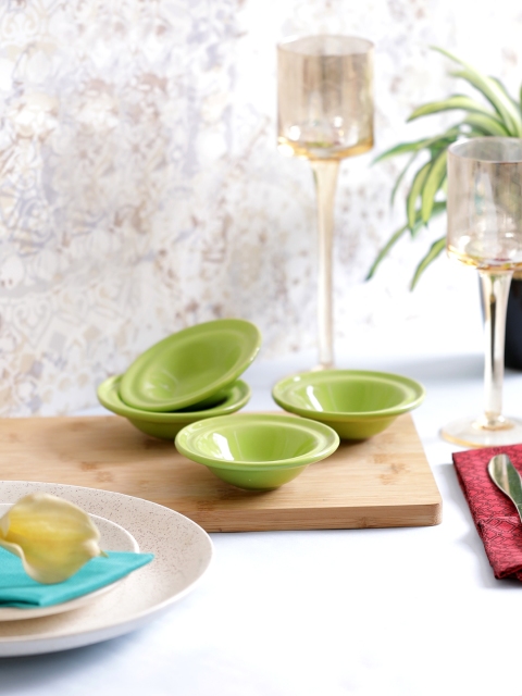 

VarEesha Green 4 Pieces Solid Ceramic Dip Bowl Set