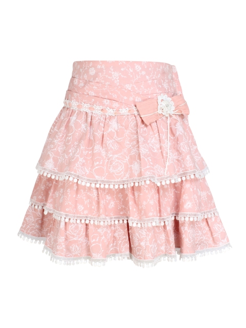 

CUTECUMBER Girls Peach Floral Print Skirt