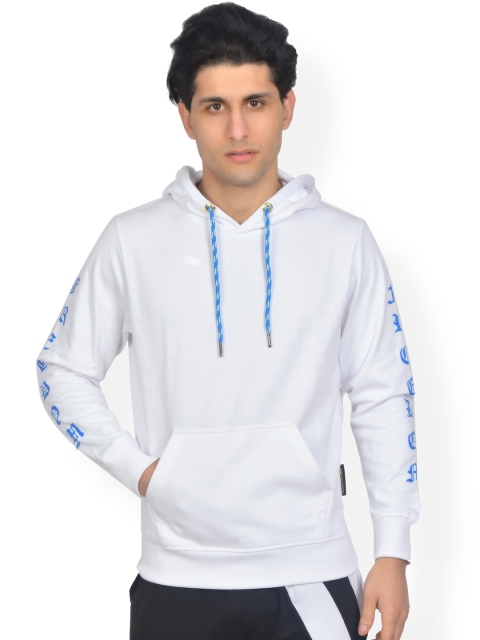 

Tiktauli De.Corps. Men White Solid Hooded Sweatshirt