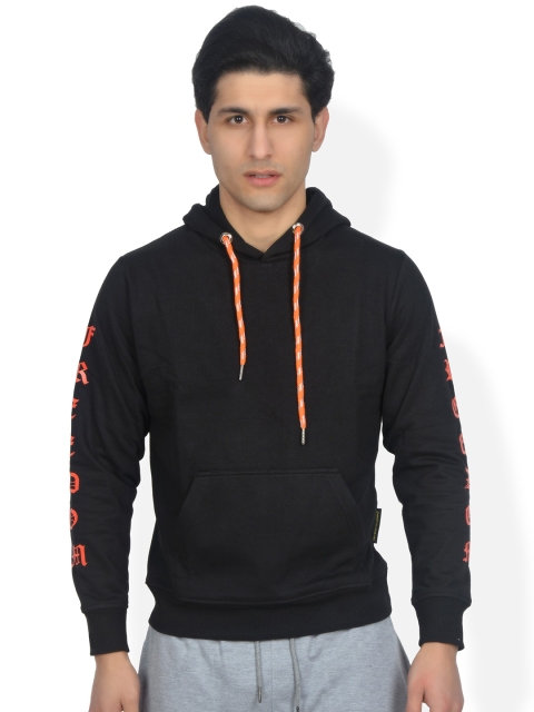 

Tiktauli De.Corps. Men Black Solid Hooded Sweatshirt