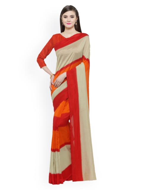 

Shaily Red & Orange Silk Cotton Printed Saree