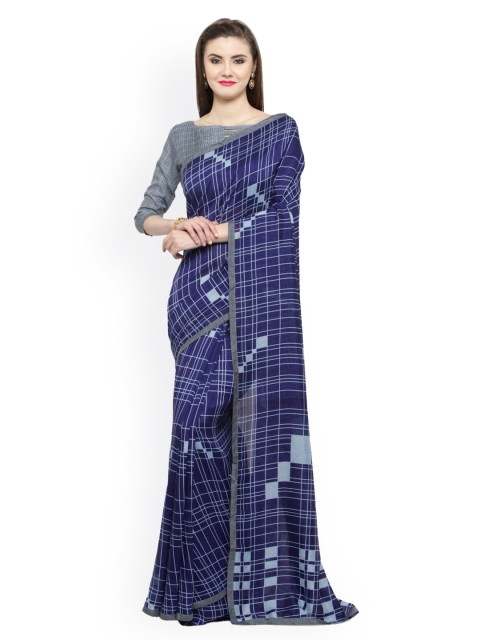 

Shaily Blue & Grey Silk Cotton Printed Saree