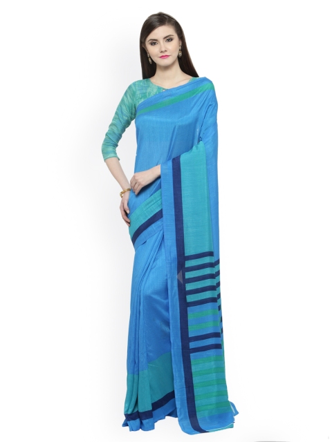 

Shaily Blue & Green Silk Cotton Printed Saree