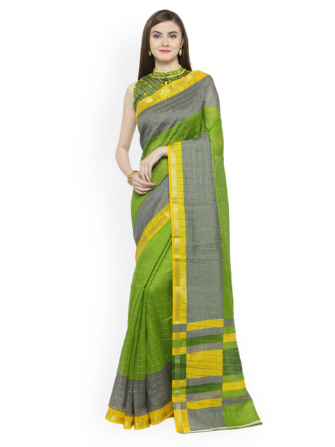 

Shaily Green & Grey Silk Cotton Printed Saree