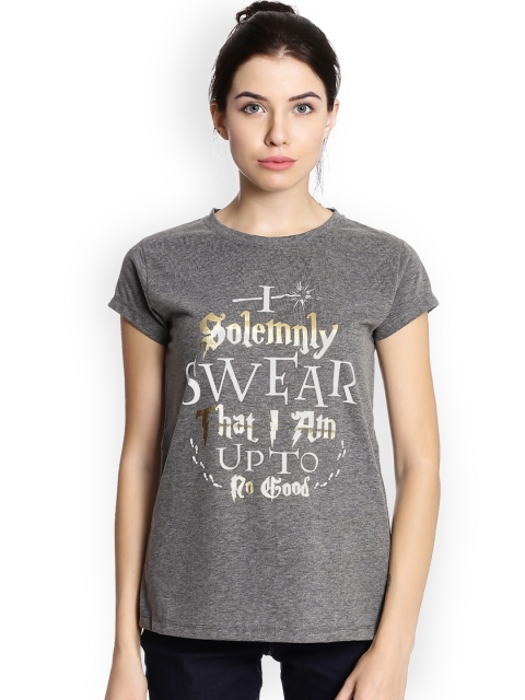 

Free Authority Harry Potter Featured Grey Tshirt for Women, Grey melange