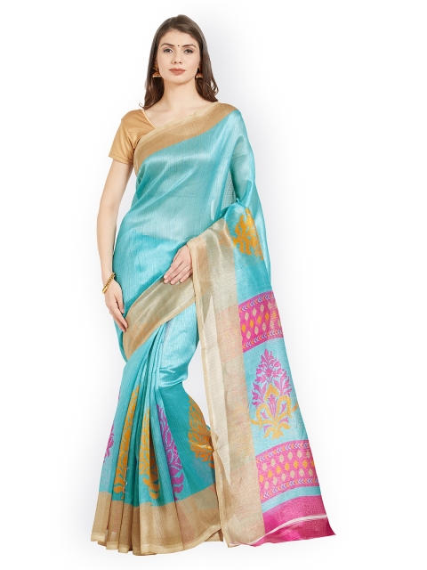 

Nanda Silk Mills Blue Printed Art Silk Saree