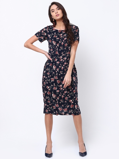 

Tokyo Talkies Women Navy Blue Printed Sheath Dress