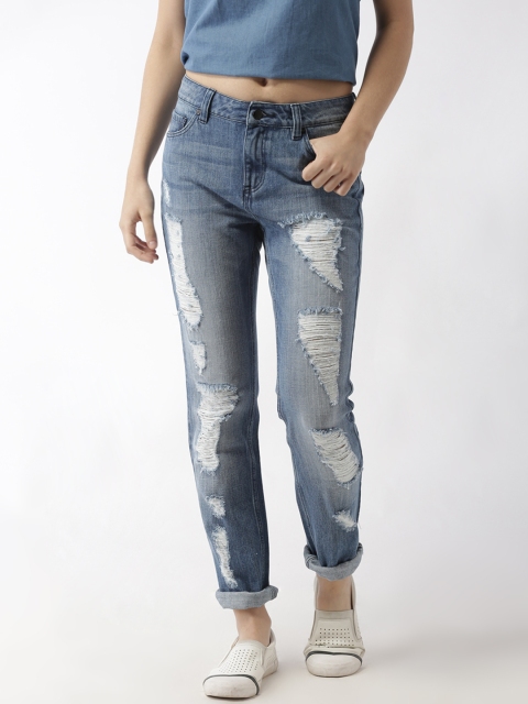 

Blue Saint Women Blue Slim Fit Mid-Rise Highly Distressed Stretchable Jeans
