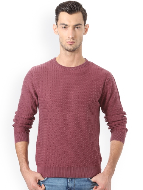 

Solly Jeans Co. Men Mauve Self Design Pullover