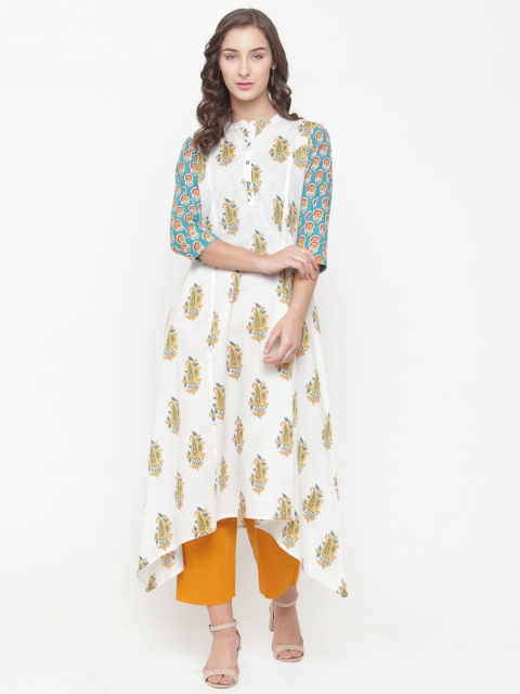 

Varanga Women Off-White Printed Kurta with Trousers