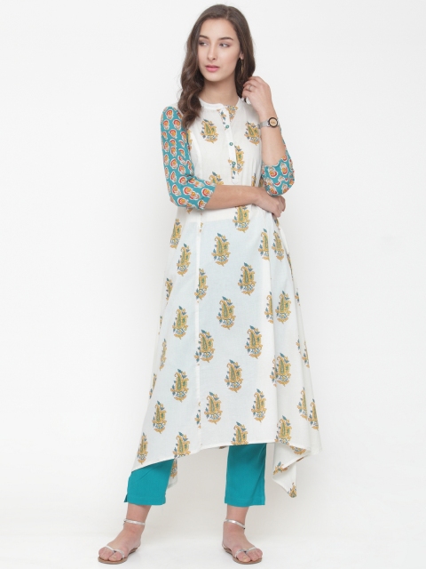 

Varanga Women Off-White Printed Kurta with Trousers