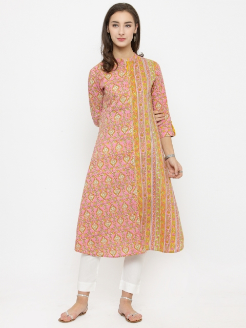 

Varanga Women Pink & Yellow Printed Kurta with Trousers