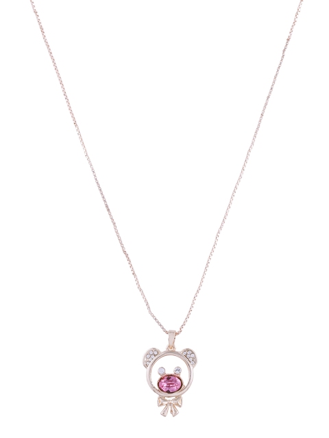 

Mahi Gold-Plated Teddy Bear Shaped Swarovski Crystal Pendant with Chain