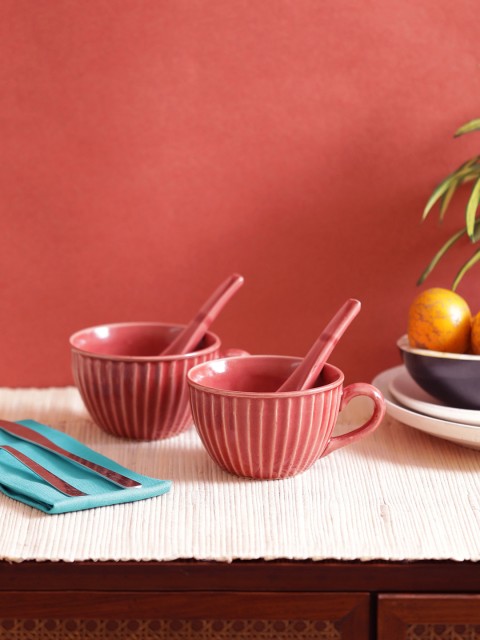 

VarEesha Red Ceramic Soup Bowls Set