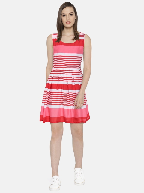 

U.S. Polo Assn. White & Red Striped Fit & Flare Dress