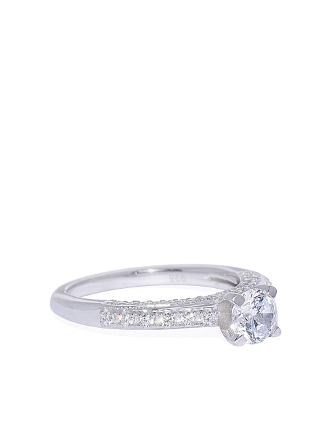 

Peora Women 925 Sterling Silver Rhodium Plated CZ Ring