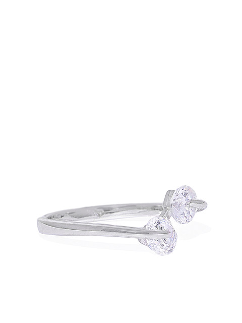 

Peora Women 925 Sterling Silver Rhodium Plated CZ Ring