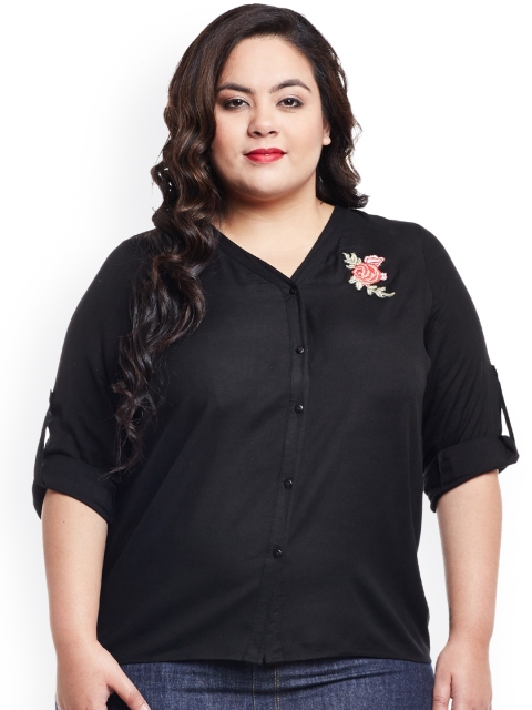 

NuBella Plus Size Women Black Regular Fit Solid Casual Shirt