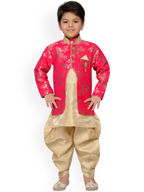 

AJ Dezines Pink & Beige Baby Boys Indo Western Sherwani Set