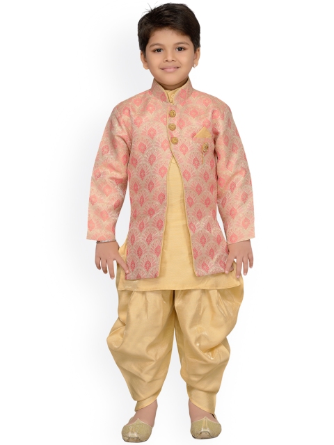 

AJ Dezines Peach & Beige Baby Boys Indo Western Sherwani Set