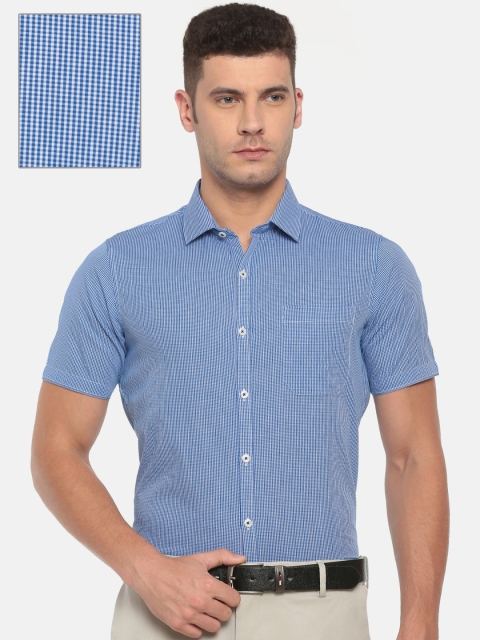 

Excalibur Men Blue & White Slim Fit Checked Formal Shirt