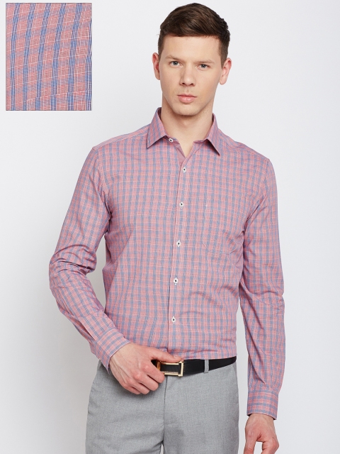 

Excalibur Men Red & Blue Classic Fit Checked Formal Shirt