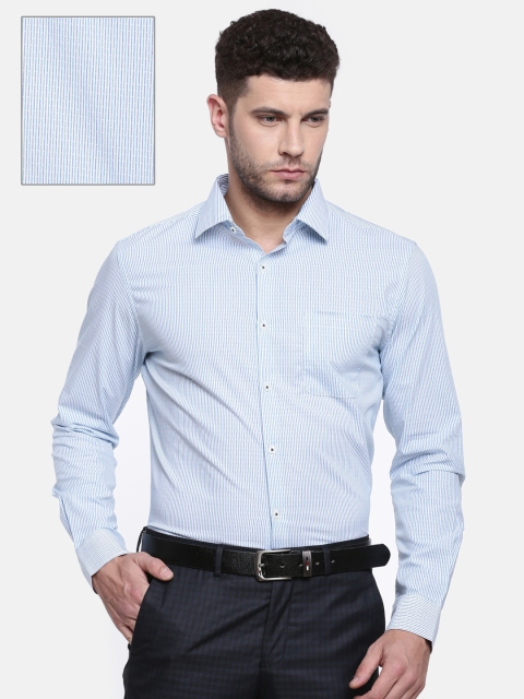

Excalibur Men Blue & Green Regular Fit Striped Formal Shirt